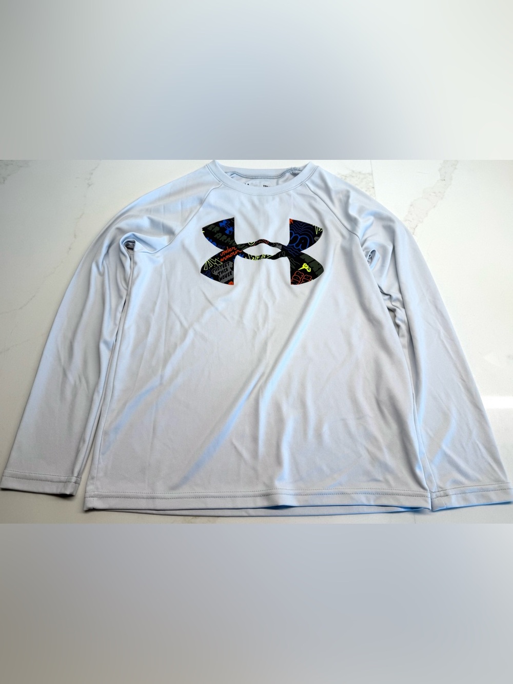 Boys Under Armour HeatGear Long Sleeve Shirt YSM Gray Athletic